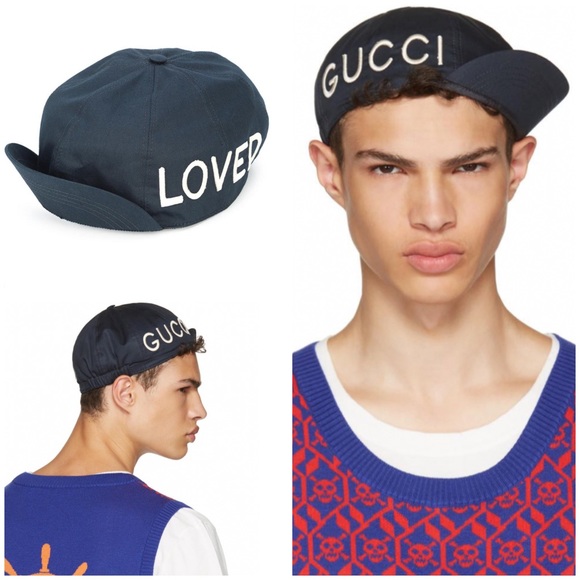 NWT! Gucci “Gucci x Loved” Cycle Hat in Navy Blue - Size Large - Discontinued - Picture 1 of 8